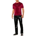 thumbnail image 2 of INSPIRE CHIC Velvet T-Shirts for Men's Crew Neck Short Sleeve Tee Tops Disco Velour t Shirts S Red, 2 of 5