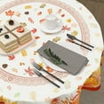 thumbnail image 6 of Fall Thanksgiving Round Tablecloth 60 Inch Pumpkin Maple Leaves Tablecloth Autumn Harvest Table Cloth Farmhouse Rustic Polyester Table Cover for Holiday Kitchen Dining Room Party Indoor Outdoor Decor, 6 of 6