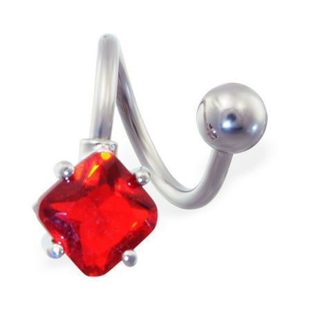 - Twister Barbell With Ruby Red Diamond Shaped End, 14 Ga