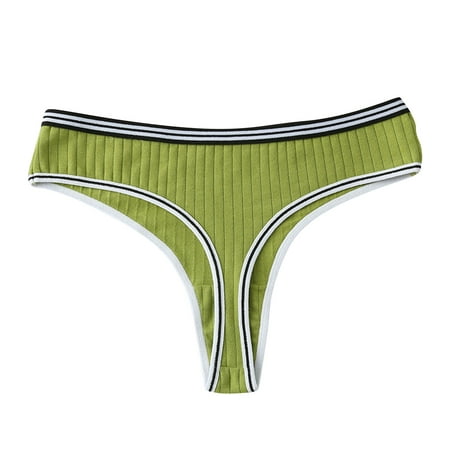 

3-Pack Womens Underwear Striped Belt Low Waist Bikini Brief Thong Underwear
