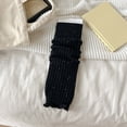 thumbnail image 2 of HNMKIU Elegant Retro Knitted Leg Warmers Featuring Sparkling Sequins and Detailed Yarn Thermal Knee High Socks Black,One Size, 2 of 3