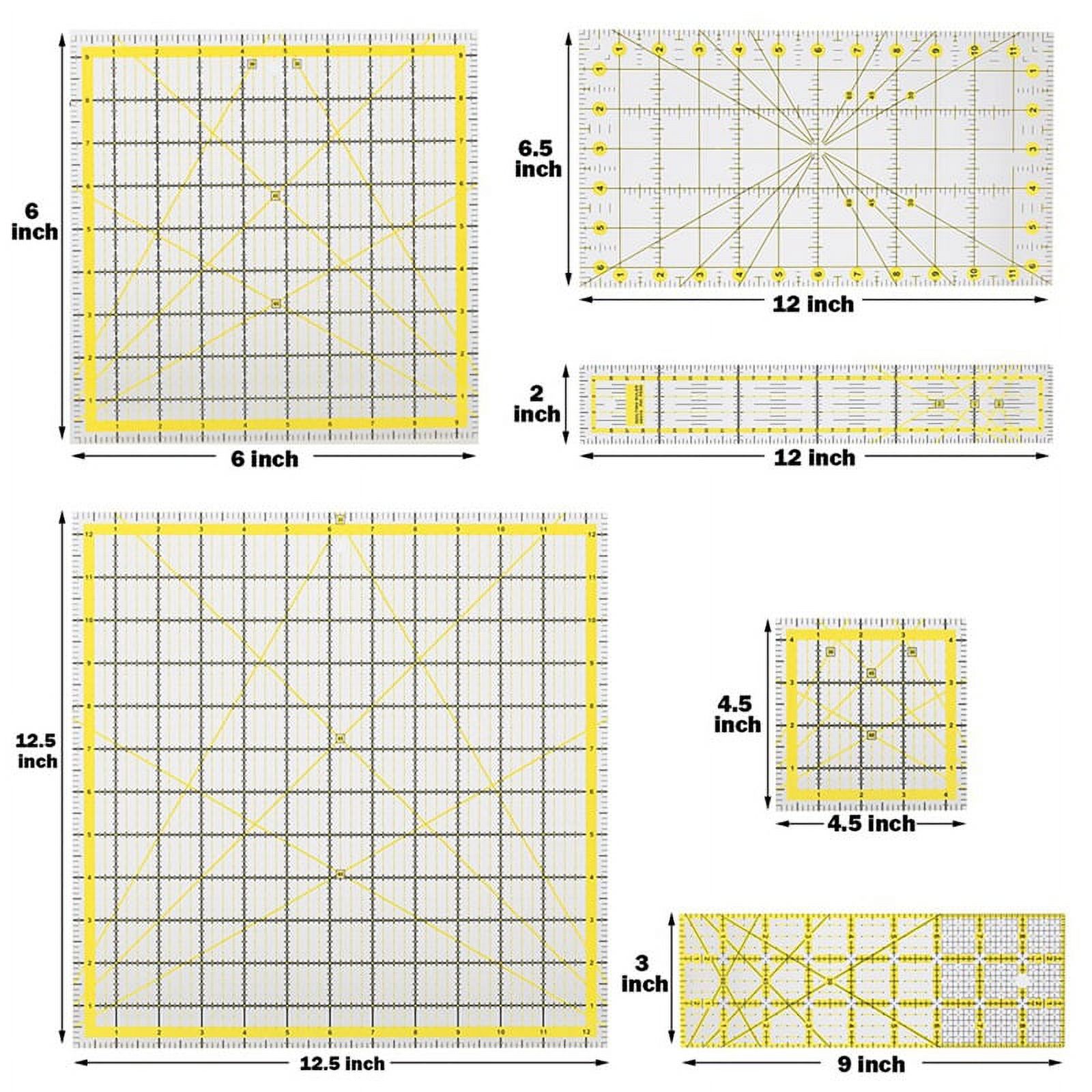 Acrylic Quilting Ruler Set with Double-Colored Grid Lines, Clear Mark Square Ruler Quilting Templates for Sewing,Drawing,6 x quilting rulers 50 x non slip rings