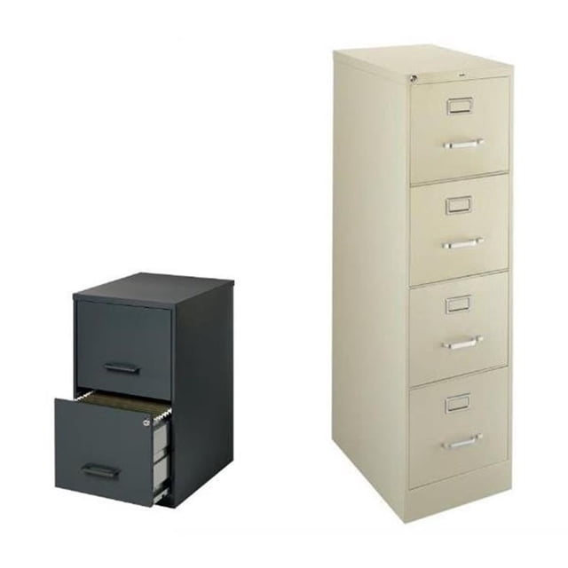 2 Piece Value Pack 4 Drawer in Putty and Black 2 Drawer Filing Cabinet
