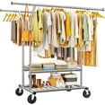 thumbnail image 6 of Clothes Rack with Wheels, Heavy-Duty Garment Rack for Hanging Clothes,Adjustable Freestanding Wardrobe Organizers and Storage with Double Sheves, 6 of 8