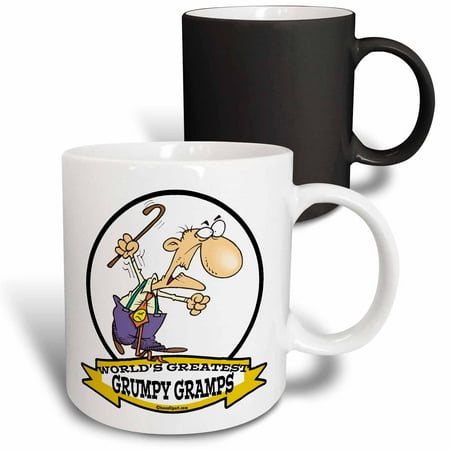 

3dRose Funny Worlds Greatest Grumpy Gramps Cartoon Magic Transforming Mug 11oz