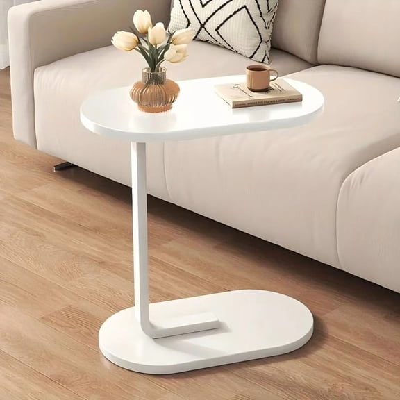 Multifunctional C-shaped side table, equipped with a sturdy metal frame, saves space and is easy to move. Compact coffee table, suitable as a decoration in living rooms and bedrooms.