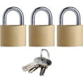 thumbnail image 1 of SURJDE Solid Brass Padlock Keyed Alike with 40mm Wide Body, ¼ Shackle Diameter Pack of 3, 1 of 7