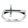 thumbnail image 1 of Beautiful High Polish Sideways Cross Ring .925 Sterling Silver Band Jewelry Female Male Size 5, 1 of 4