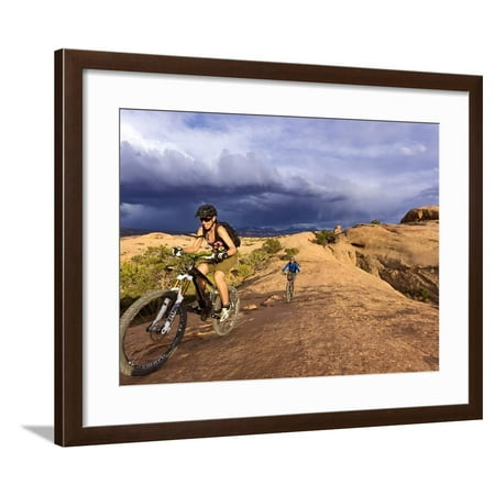 Mountain Bikers on the Slickrock Trail in Moab, Utah, Usa Framed Print Wall Art By Chuck
