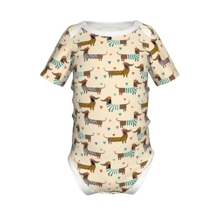 

Junzan Dachshund Dog Print Short-Sleeve Baby Climbing Clothes Bodysuits for Infant One-Piece for Baby Boys & Girls Baby Clothes Baby Romper with Snap Closure-9M