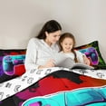 thumbnail image 5 of Castle Fairy Abstract Gamepads Full Size Comforter Sets 3-Piece for Teens Adults,Video Game Bedding Comforter Set,Graffiti Splash Lightweight Bedding Sets,Microfiber Bedroom Decor,Reversible, 5 of 8