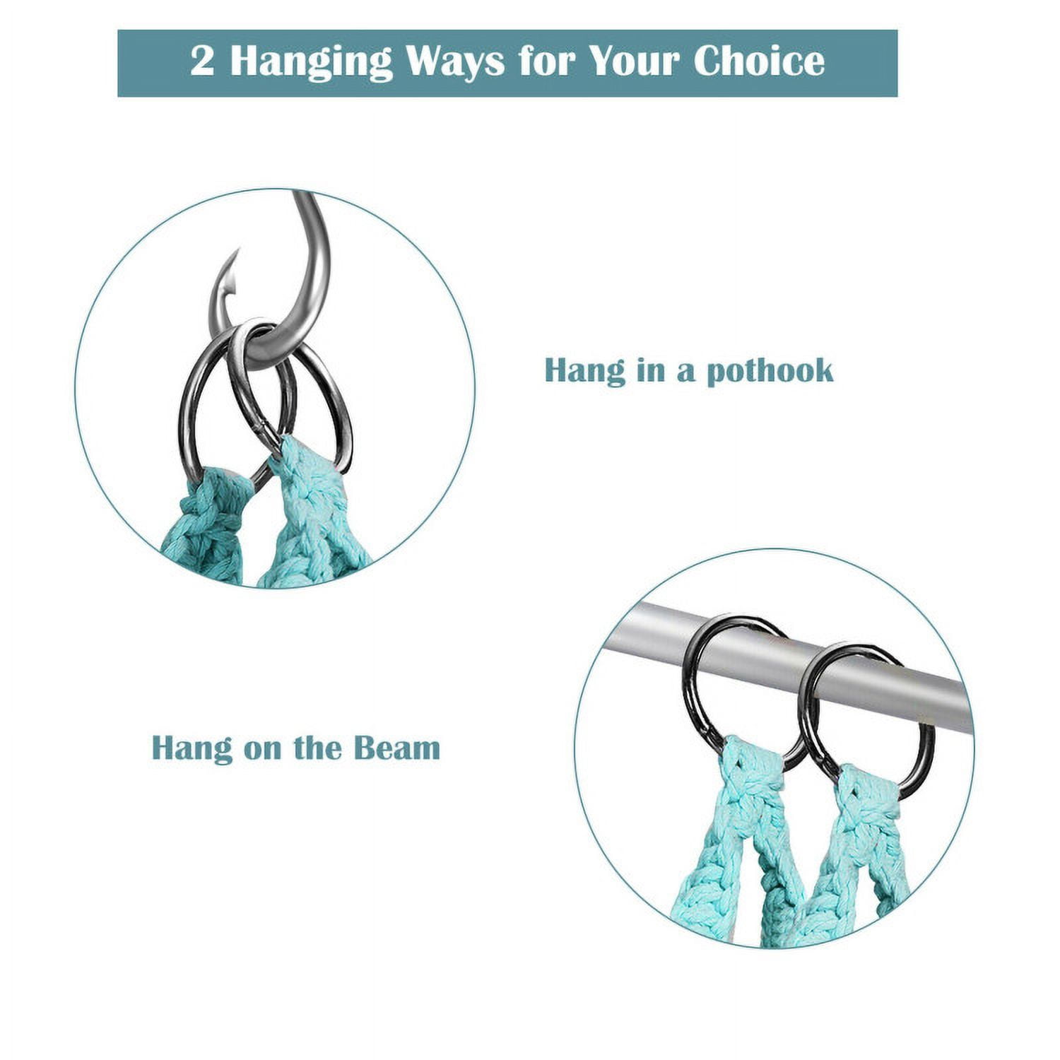 Aimee Lii Hanging Hammock Chair with 330 Pounds Capacity and Cotton Rope Handwoven Tassels Design, Patio Swing Chair, Turquoise