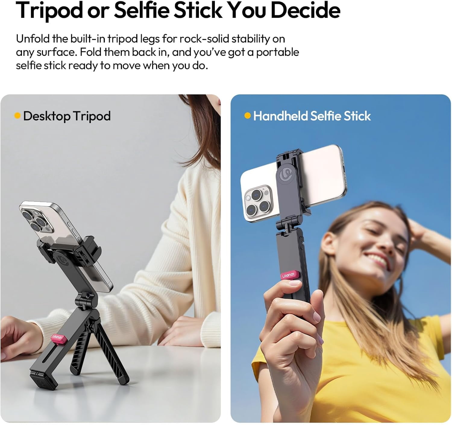 Ulanzi MA89 Foldable Airplane Phone Holder Mount 360°Rotation Tripod for Flying, Home,Office Travel