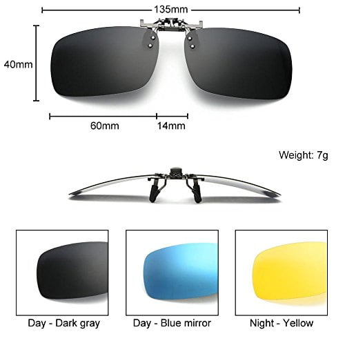 Newon 3 PACK, Clip on Flip up Polarized Lens For Prescription Glasses, UV Protection Sunglasses Over RX Eyeglasses