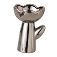 thumbnail image 4 of Soporte para macetas, jarrón de cerámica para flores, pequeño jarrón para flores, jarrón minimalista Plata con forma de rosa, 4 of 9