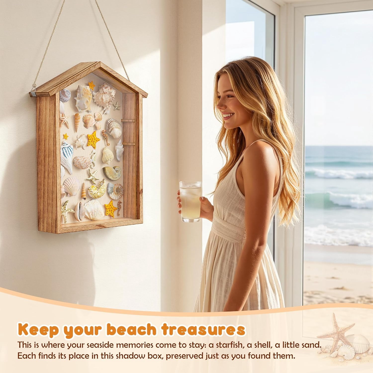 Shadow Box Frame, Large Display Cases, Rustic Burnt Memory Box for Flower Pressing, Seashell Display Box, Pet Memorial, DIY Picture Frames