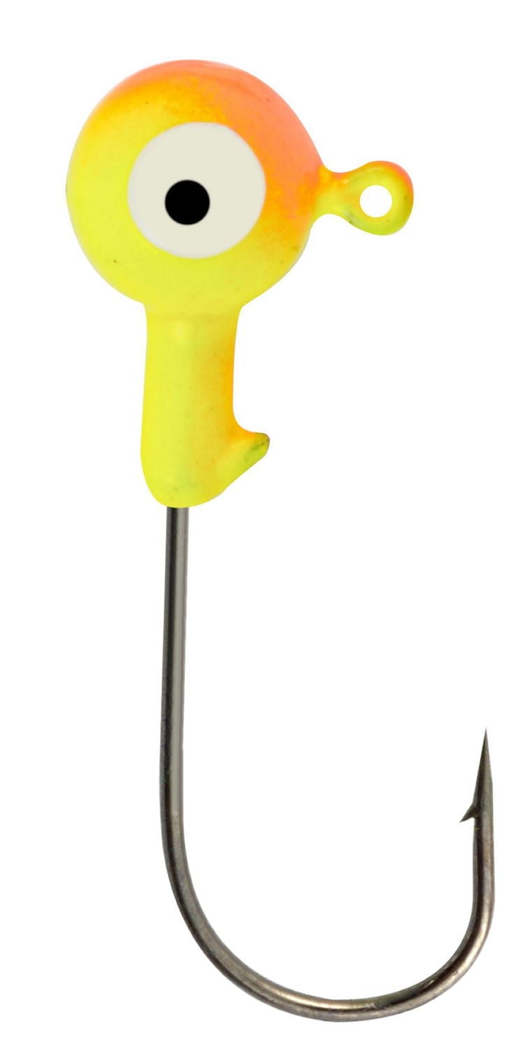 Danielson JH18CHOR Jighead 1/8oz, 8/Pk, Chartreuse/Orange, Jighead, Chartreuse/Orange