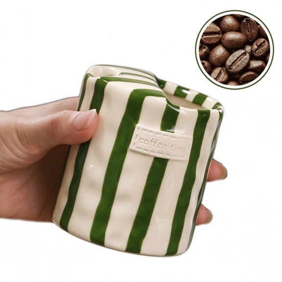Plumilo Coffee Mug, 10.5 Oz Ceramic Coffee Mug, Green Espresso Cup for Coffee, Latte and Tea, Modern Mug for Home and Office