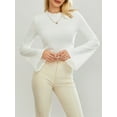 thumbnail image 5 of Women Long Sleeve Crop Tops Solid Color Ribbed T-Shirts Spring Fall Casual Slim Fit Shirts, 5 of 9