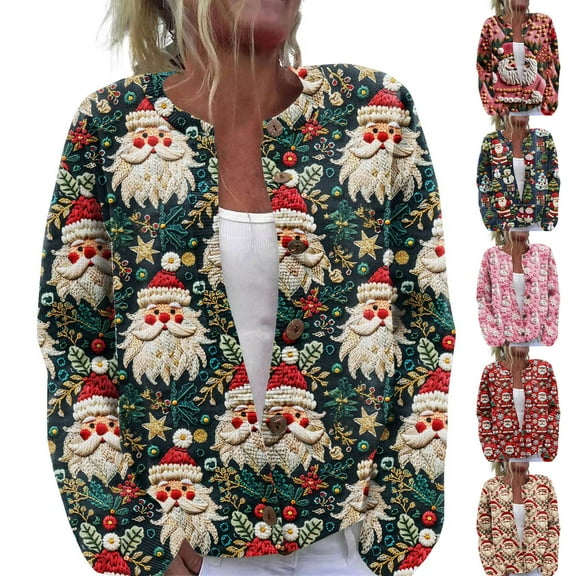 Women'S Christmas Sweater Cute Fun Christmas Sweater Fall And Winter Long Sleeve Knitted Sweater for Fall and Winter, Festive and Cozy, Ideal as Christmas Sweaters for Women ,Dark Green,L