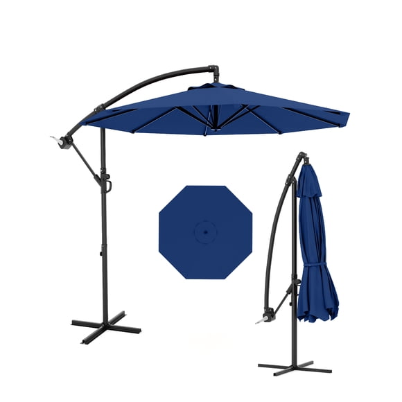 10FT Cantilever Patio Umbrella,Large Patio Umbrella,Cross Base Cantilever Outdoor Umbrella,Crank Lift & Infinite Tilt,UV Protection, Fade Resistant for Backyard, Garden, Pool