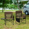 thumbnail image 6 of Ktaxon 2Pcs Camping Chairs, Heavy Duty Folding Directors Chair with Side Table & Carry Bag, Fishing Seating for Adult, Suitable for Beach Picnic Lawn, Brown, 6 of 7
