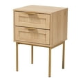 thumbnail image 2 of Baxton Studio Dewitt Japandi Light Brown Finished Wood and Gold Metal 2-Drawer End Table, 2 of 10