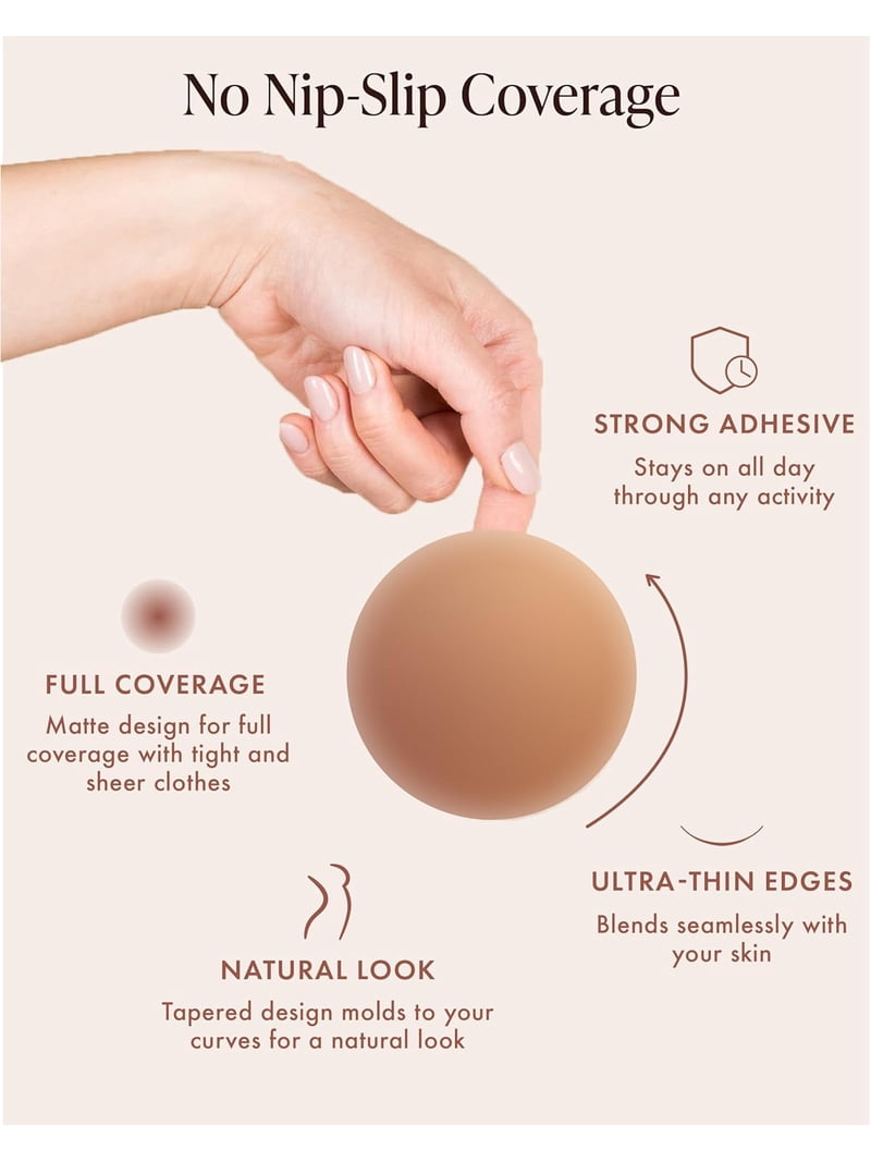 Reusable Silicone Nipple Covers - Waterproof, Nude, 4 Shades - Sticky Breast  Stickers for Strapless Dress - Walmart.com
