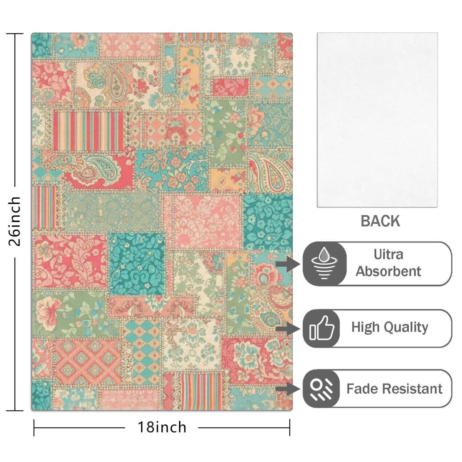 2 Pcs Pioneer Flower Floral Print Pattern Kitchen Towels, Funny Microfiber Dish Towel Set, 18" X 26" Tea Towels