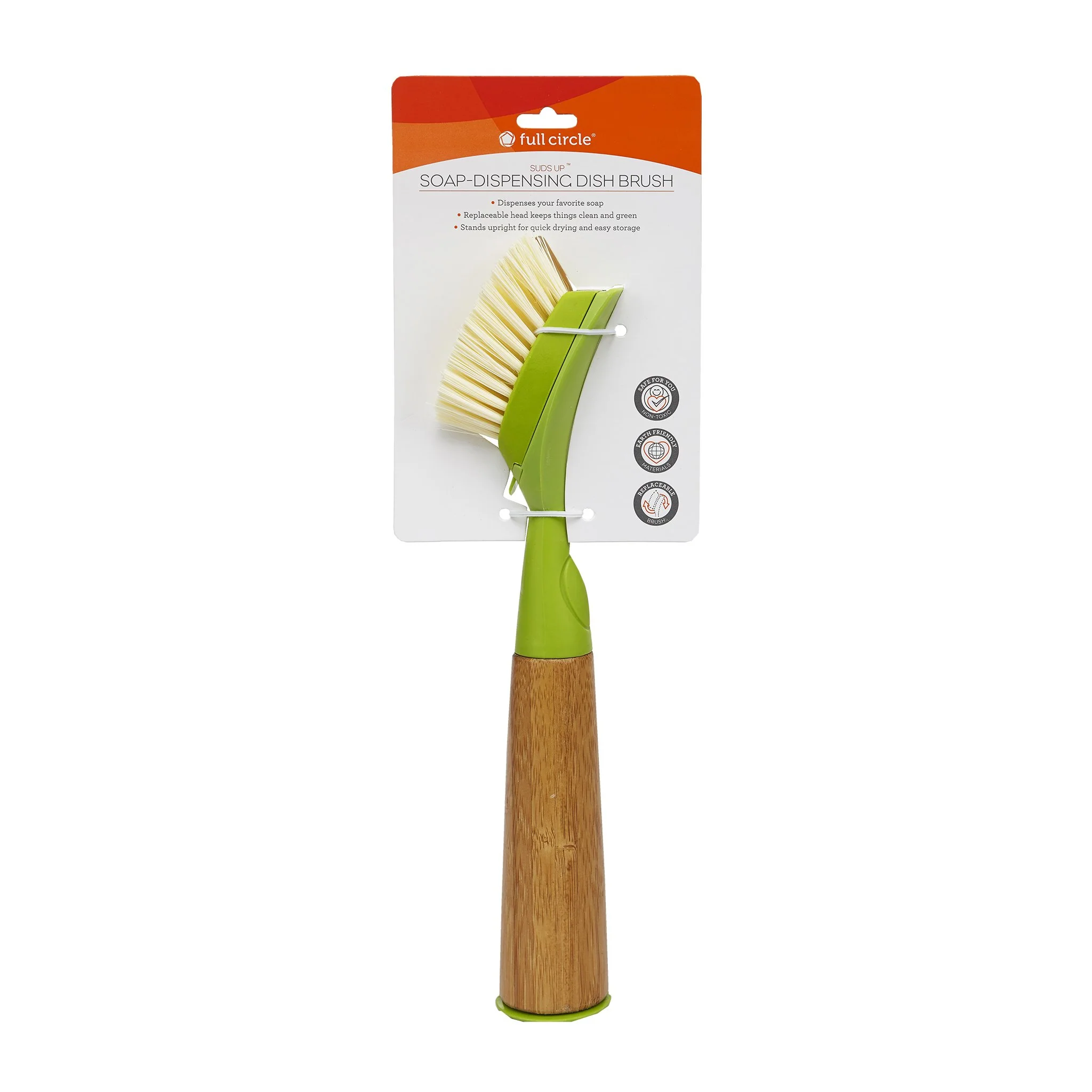 Full Circle, Bubble Up Bamboo Dish Brush, Comfortable Palm Scrubber for  Kitchen Dishwashing, Green, 1 Count