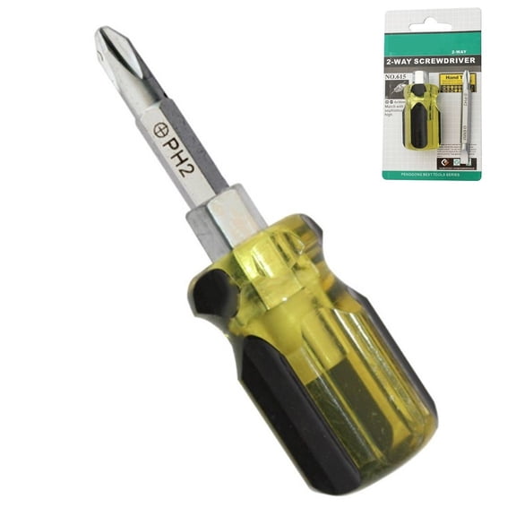 Dual Interchangeable Short Slotted Cross ScrewDriver Impact Double head PH2 SL6