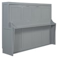 thumbnail image 5 of Queen Size Murphy Bed with Desk, Wood Folding Wall Bedframe with Smooth Hydraulic Lift, Space-Saving Murphy Bed Cabinet with Storage for Guest Room Home Office, Gray, 5 of 9