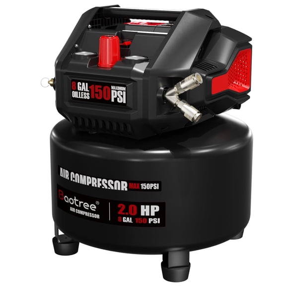 8 Gallon Portable Air Compressor, Max 150PSI Oil Free Air Compressor Tank, 2HP Motor 2.8SCFM@90 PSI,3.8SCFM@40PSl Garage Air Compressors for Car Repair, Spray Painting, Woodwork Nailing