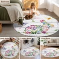 thumbnail image 5 of Round Rug 4Ft Washable Non-Slip, Easter Bunny Circle Area Rugs for Living Room Bedroom, Spring Flower Daisy Tulips Farmhouse Wood Plank Indoor Floor Mats Carpet Runner for Home Decor Aesthetic, 5 of 8