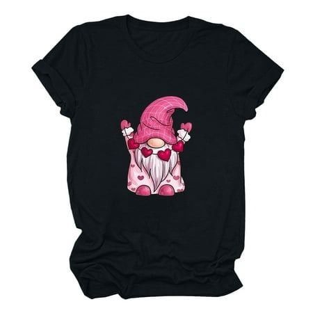 

Crop Tops for Women Sequin Tops for Women Women s Fashion Valentine s Day Cute Print Round Neck Short Sleeve Top Women High Top Women Maternity Tops New Arrival Black S