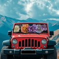 thumbnail image 3 of Uorisanigo Windshield Sun Shade Compatible with Jeep Wrangler TJ JK JKU 1996-2018 16.5"x52.5" Folding Front Window Sun Shade for Wrangler TJ JK, Car Accessories (Mandala Lotus), 3 of 7
