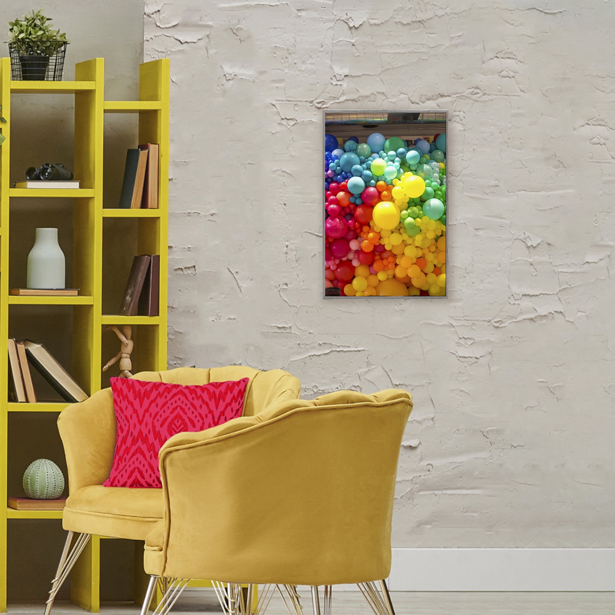 Stupell Industries Lively Colorful Balloons Gray Framed Giclee Art, design by LISH Creative