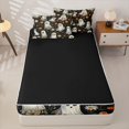 thumbnail image 4 of Feelyou Hippie Halloween Ghost Zipper Full Size Comforter Sets with Fitted Sheet and 2 Pillowcases, Orange Bohe,ian Floral Zipper Bedding Set,, Black Reversible, 4-Piece, 4 of 7