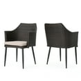 thumbnail image 2 of JERFIT 2-Piece Outdoor Patio Dining Chairs Set, Brown All-Weather PE Rattan Armchairs with Waterproof Cushions, 2 of 10