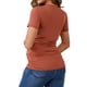 thumbnail image 3 of Blusa de enfermería de verano para mujeres INSPIRE CHIC, con cuello en V, manga corta, tops para lactancia durante el embarazo, camisetas fruncidas, color marrón rojizo pequeño, 3 of 6