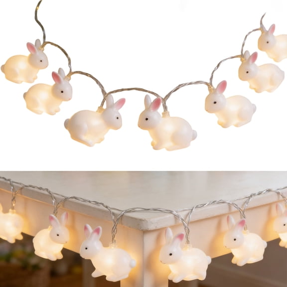 Easter String Lights, 20Led 10Ft Bunny Decorative Fairy Lights Battery Operated, Rabbit Shaped Lights Indoor Outdoor, Easter Decorations,Easter Fairy Lights,Easter Led Lights