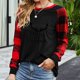 thumbnail image 1 of Pntutb, camisas navideñas para mujer, tops de empalme a cuadros, sudaderas de manga larga a la moda, blusas, tops Pntutb Pntutb-4055, 1 of 6