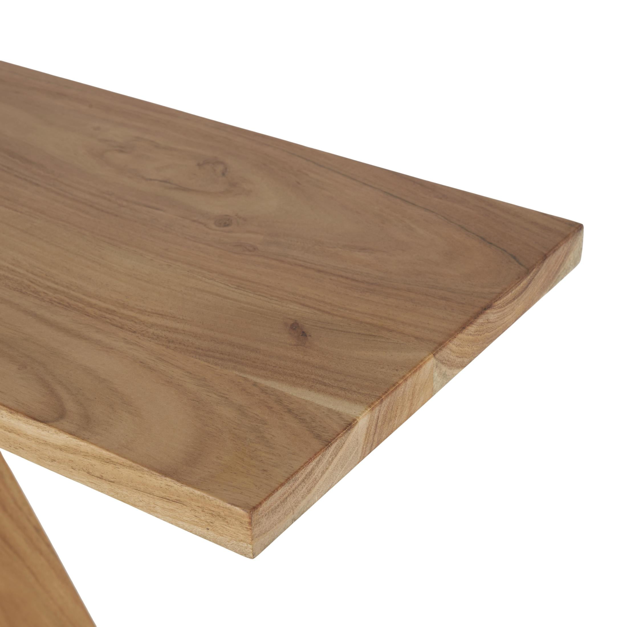 DecMode 48" x 32" Brown Wood Geometric Console Table with Rectangular Patterned Legs, 1-Piece