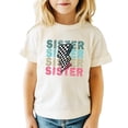 thumbnail image 3 of Trendy Sister Shirt for Girls Checkered Lightning Bolt Graphic T-Shirt Natural Shirt Youth Medium, 3 of 5