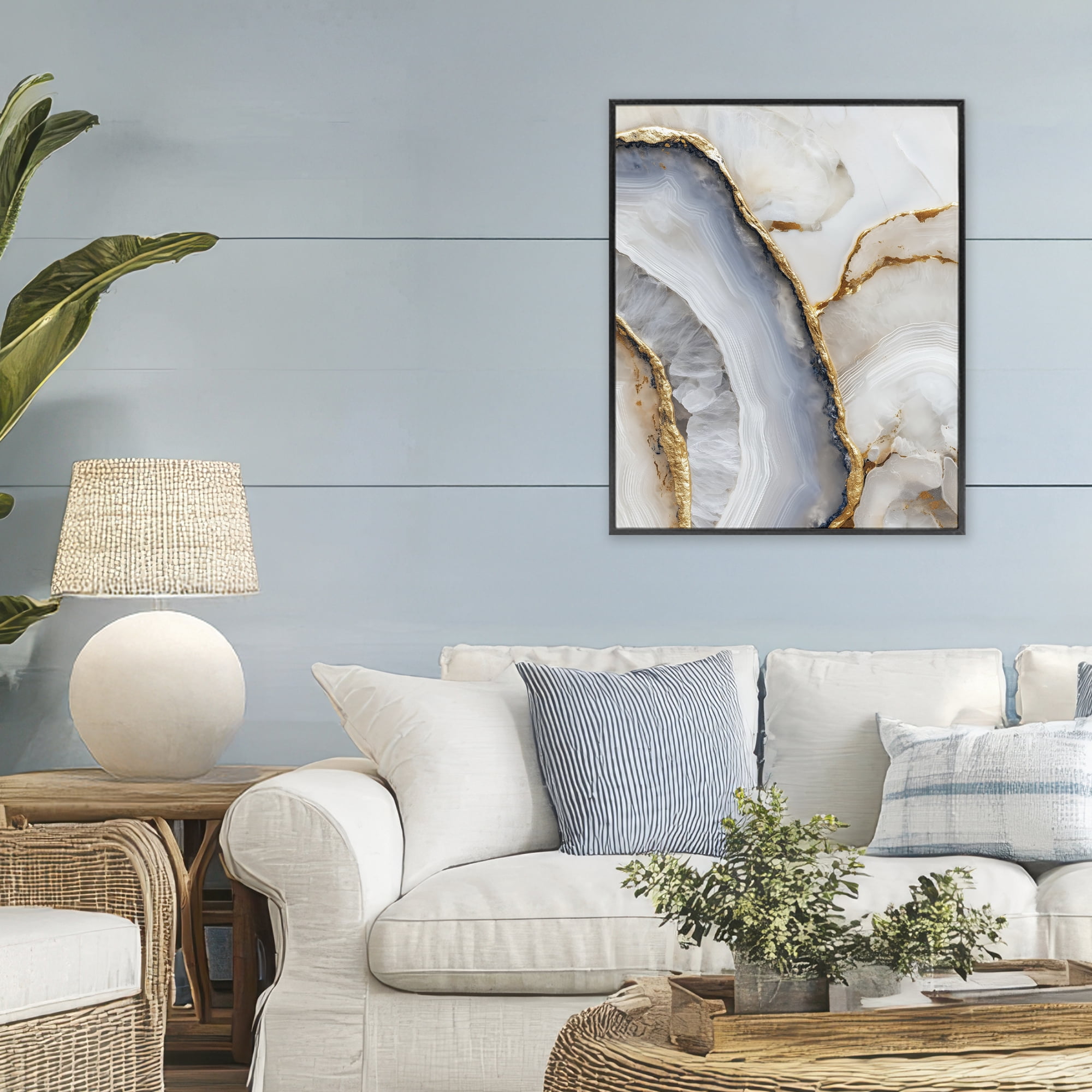 Stupell Industries Golden Marble Flow Black Framed Giclee Art, design by Svetlana Aleynikova