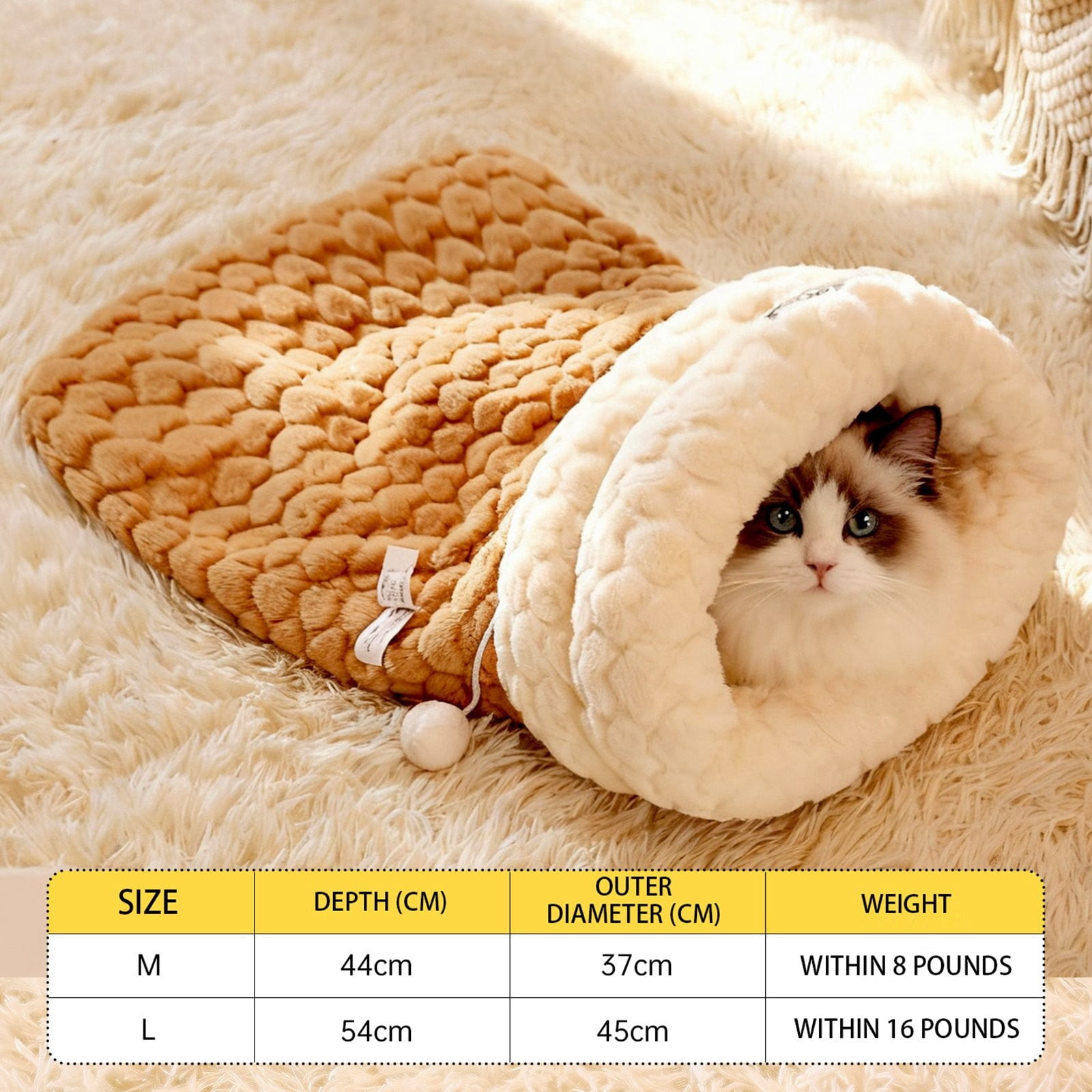 Winter Warm Indoor Cat Bed Soft Sleeping Mat With Removable Cushion Cozy Pet For Small Medium Cats
