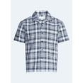 thumbnail image 6 of Free Assembly Men's Plaid Cotton Dobby Camp Shirt with Short Sleeves, Sizes XS-3XL, 6 of 8