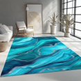 thumbnail image 4 of Area Rugs 3 X 5 ft Rug for Living Room Soft Non Slip Rug Low Pile Abstract Fluid Art Printed Area Rugs Bedroom Farmhouse Dining Room, Home Decor Indoor Blue Cyan Gray, 4 of 7