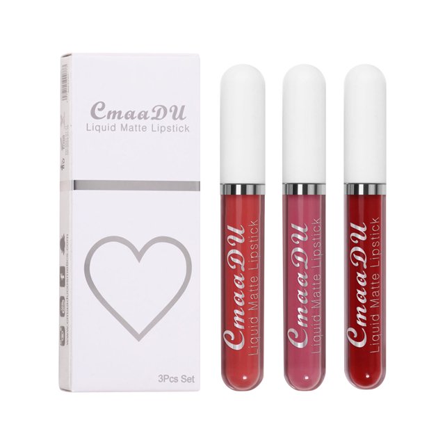 3 brillos de labios mate en caja con base antiadherente de 7,5 ml