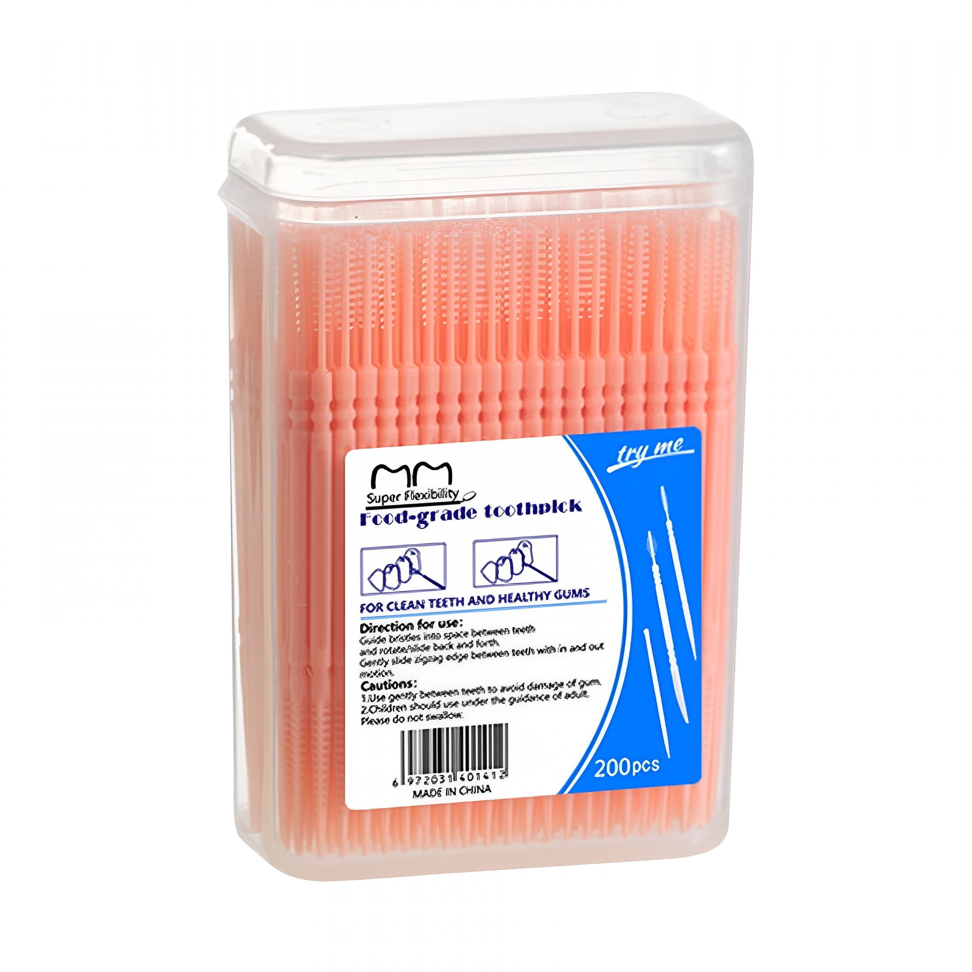 RAGUPEL 200Pcs Dental Floss Picks,Double-Head Flossers with Holder,Disposable Plastic Toothpicks for Braces&Teeth Cleaning,Mint Flavored Interdental Brushes for Oral Care